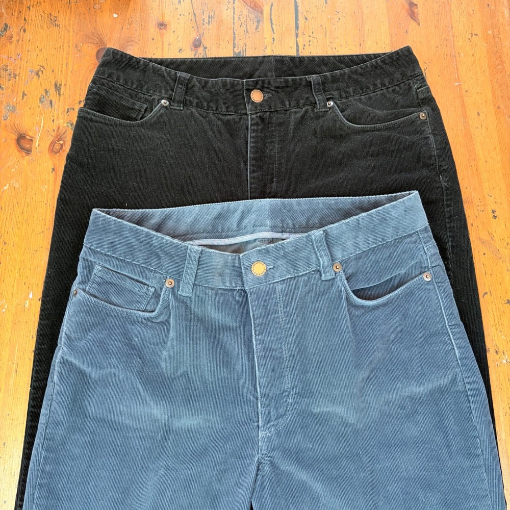 L.L. Bean Favorite Fit Corduroy Pants Bundle Womens 10 Reg Black Slate Blue 2pk